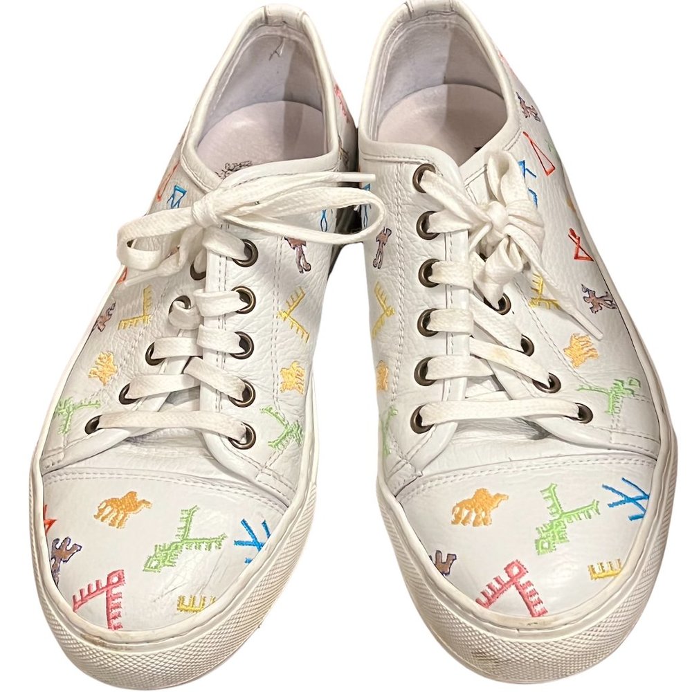 Del Toro Embroidered Leather Moroccan Theme Lace Up Low Top Sneakers 7